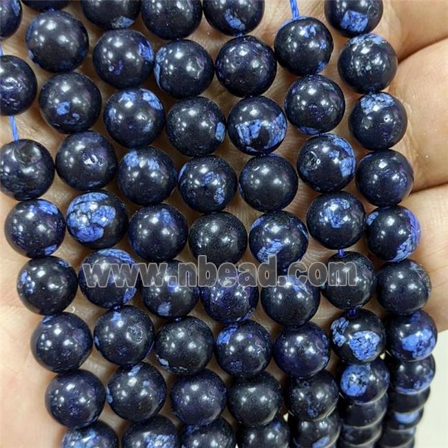 Jade Beads Dye Smooth Round Blue