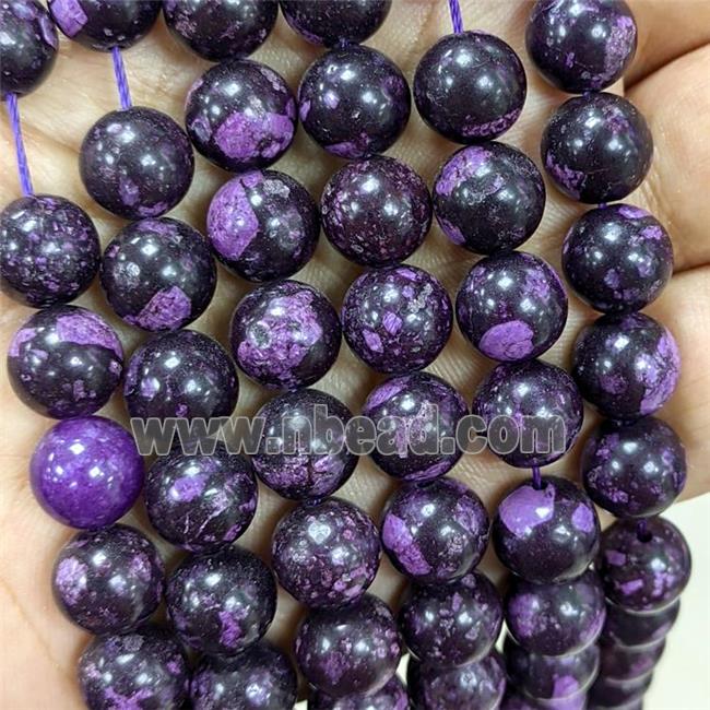 Jade Beads Dye Smooth Round Purple