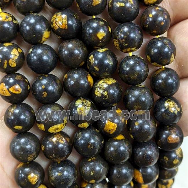 Jade Beads Dye Smooth Round Yellow