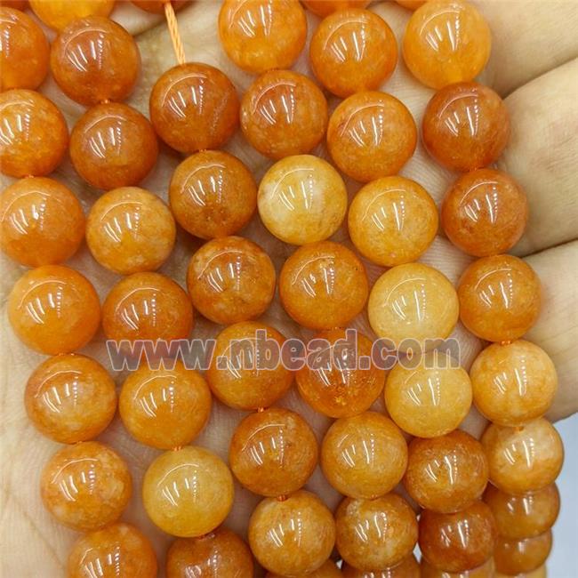 Sponge Jade Beads Orange Dye Smooth Round