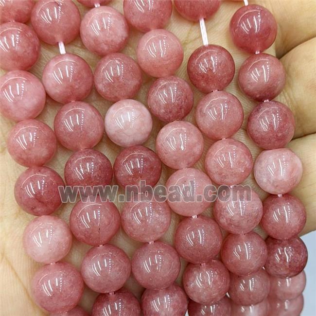 Sponge Jade Beads Pink Dye Smooth Round