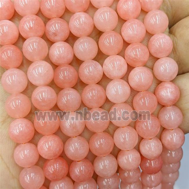 Sponge Jade Beads Pink Dye Smooth Round