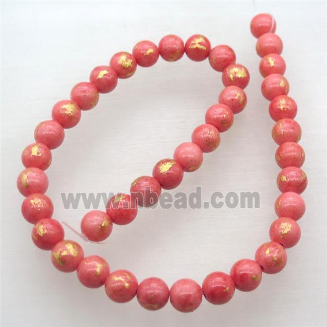 round pink JinShan Jade beads