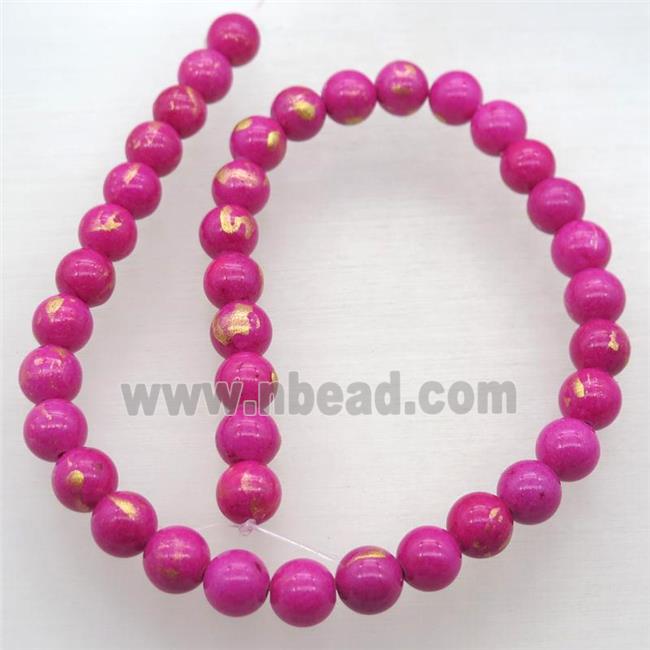 round hotpink JinShan Jade beads