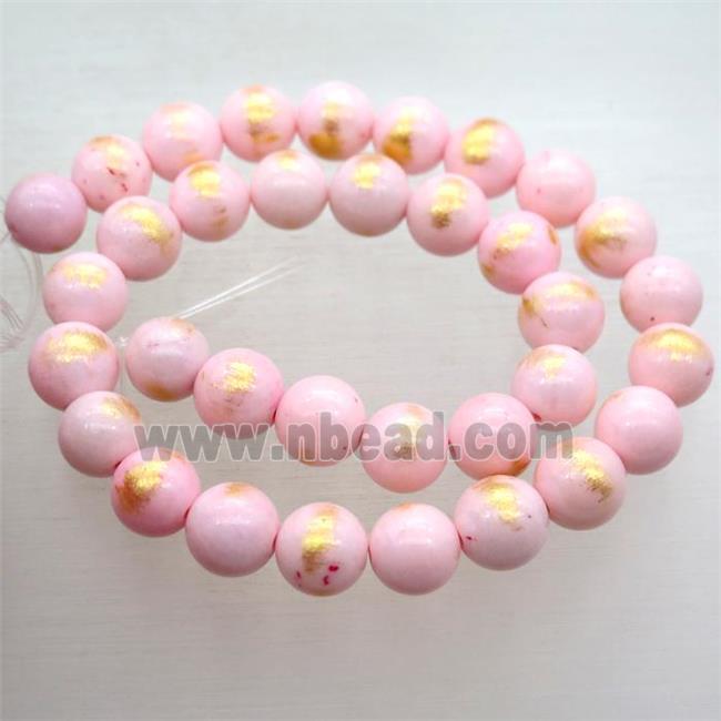 round pink JinShan Jade beads