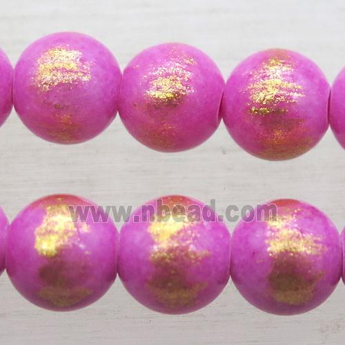 round hotpink JinShan Jade beads