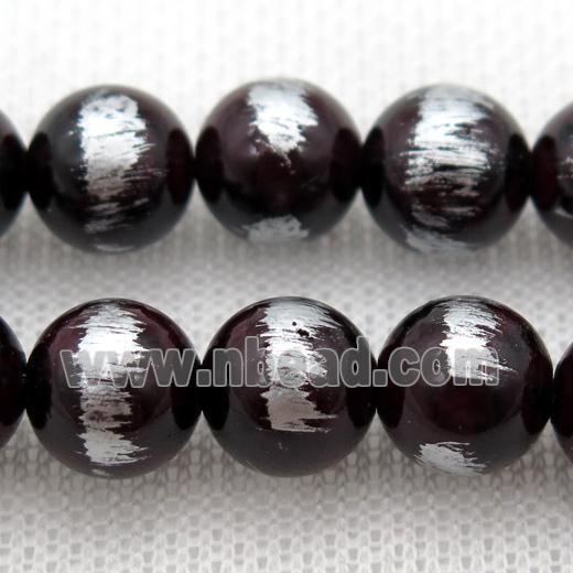 round darkred Silvery Jade Beads