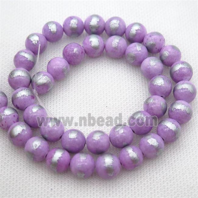 round lavender Silvery Jade Beads