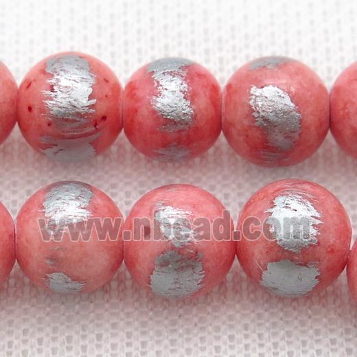 round pink Silvery Jade Beads