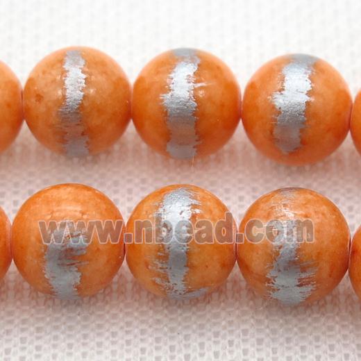 round nacarat Silvery Jade Beads