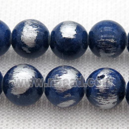 round royalblue Silvery Jade Beads