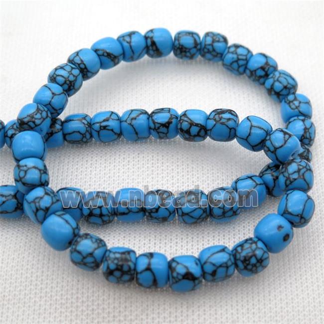 blue Synthetic Turquoise barrel beads