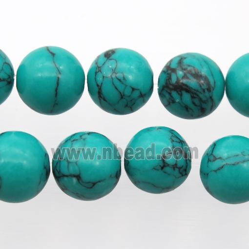 round synthetic Turquoise beads, green