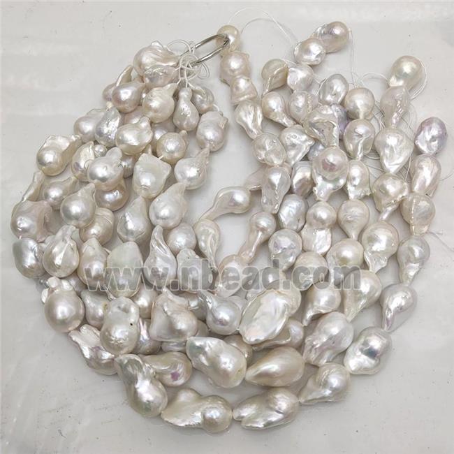 Edison Pearl Beads, freeform, white, AAA-grade