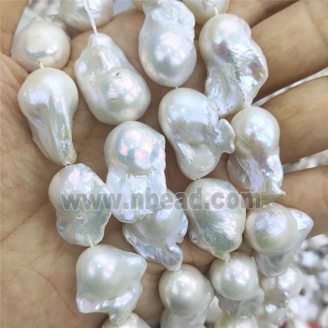 Edison Pearl Beads, freeform, white, A-grade