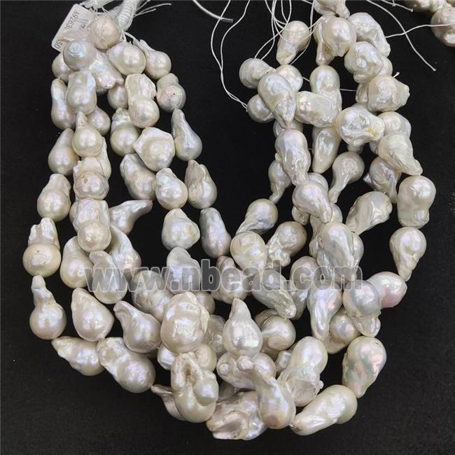 Edison Pearl Beads, freeform, white