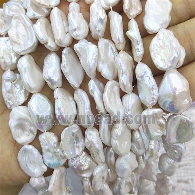 Baroque Style Natural White Pearl Beads Freeform