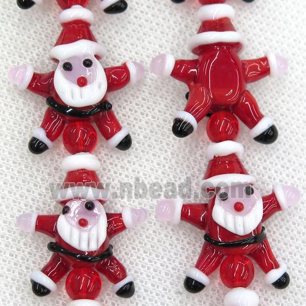 Lampwork glass beads, santa claus