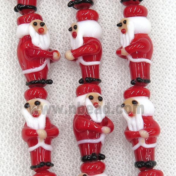 Lampwork glass beads, santa claus