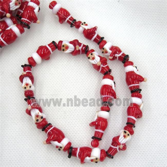 Lampwork glass beads, santa claus