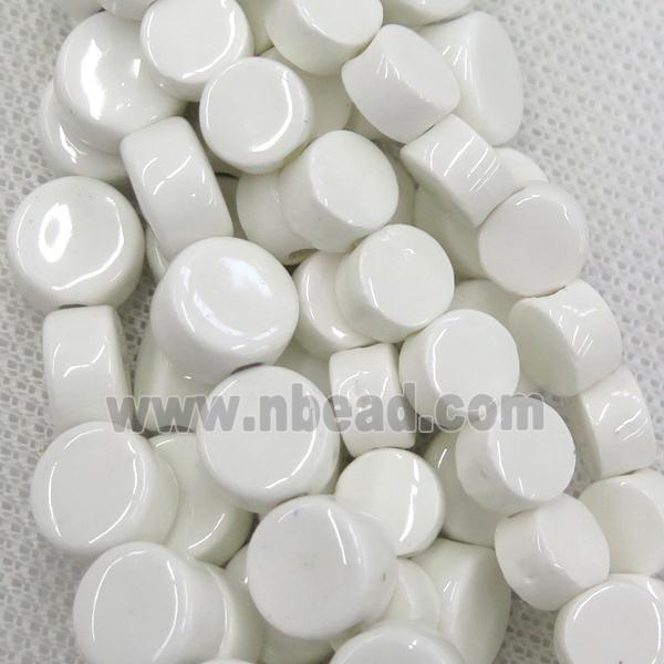 white Oriental Porcelain coin beads