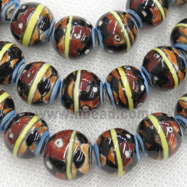 round Oriental Porcelain beads, coffee