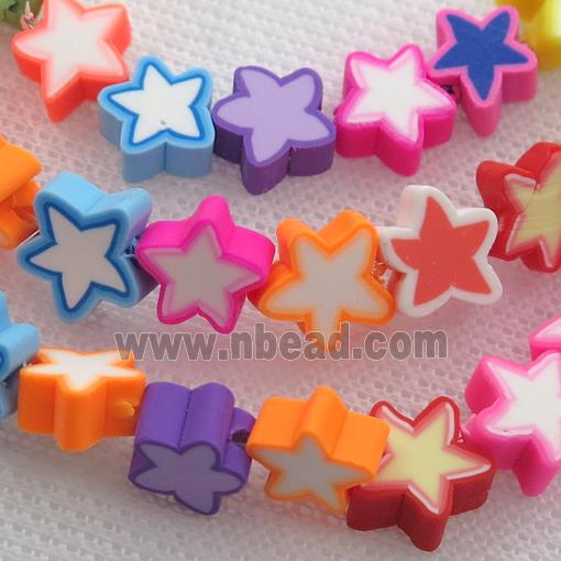 Polymer Clay Fimo star Beads, mix