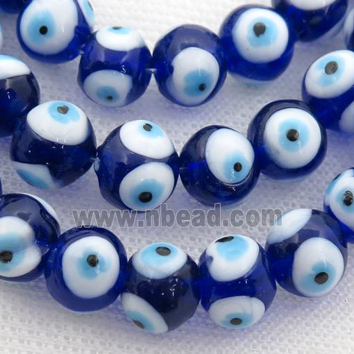 handmade dp.blue Lampwork Glass round Beads with evil eye