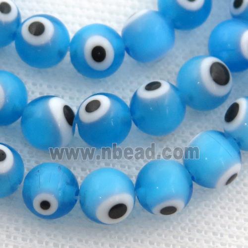 round blue Lampwork Glass Beads with evil eye