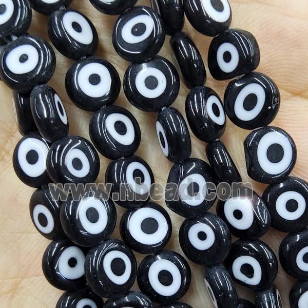 Black Lampwork Glass Circle Beads Evil Eye