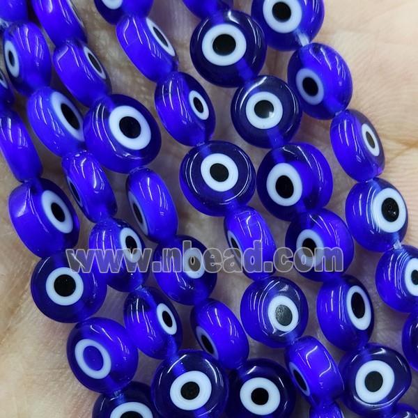 RoyalBlue Lampwork Glass Circle Beads Evil Eye