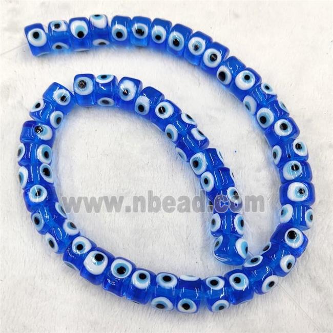 Skyblue Lampwork Glass Heishi Beads With Evil Eye