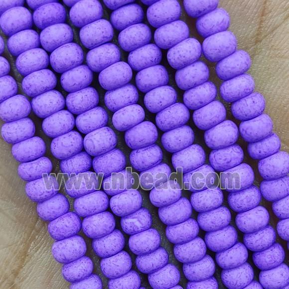 Lavender Lampwork Glass Rondelle Beads Matte