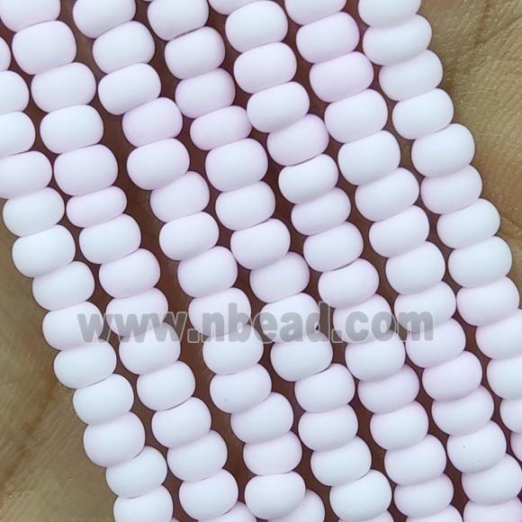 Lt.pink Lampwork Glass Rondelle Beads Matte