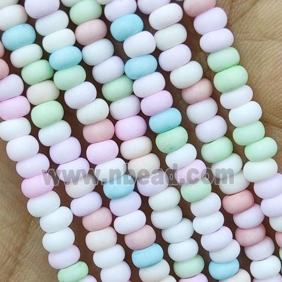 Multicolor Lampwork Glass Rondelle Beads Matte