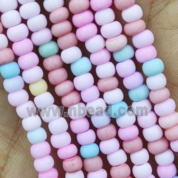 Multicolor Lampwork Glass Rondelle Beads Matte