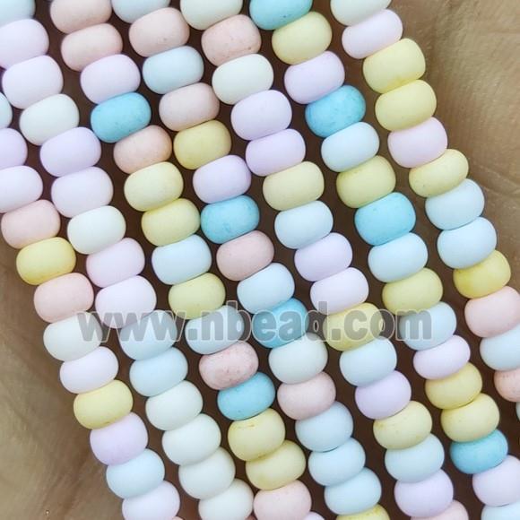 Multicolor Lampwork Glass Rondelle Beads Matte