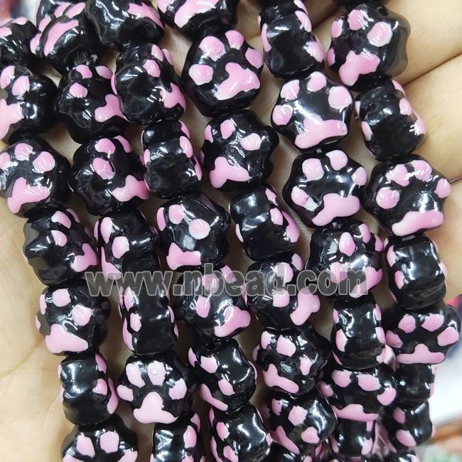 Black Lampwork Glass Paws Beads