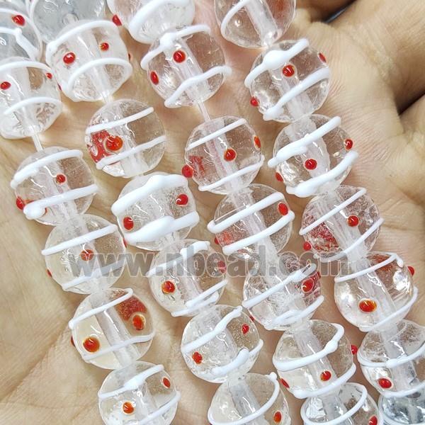 Round Lampwork Glass Beads White Line