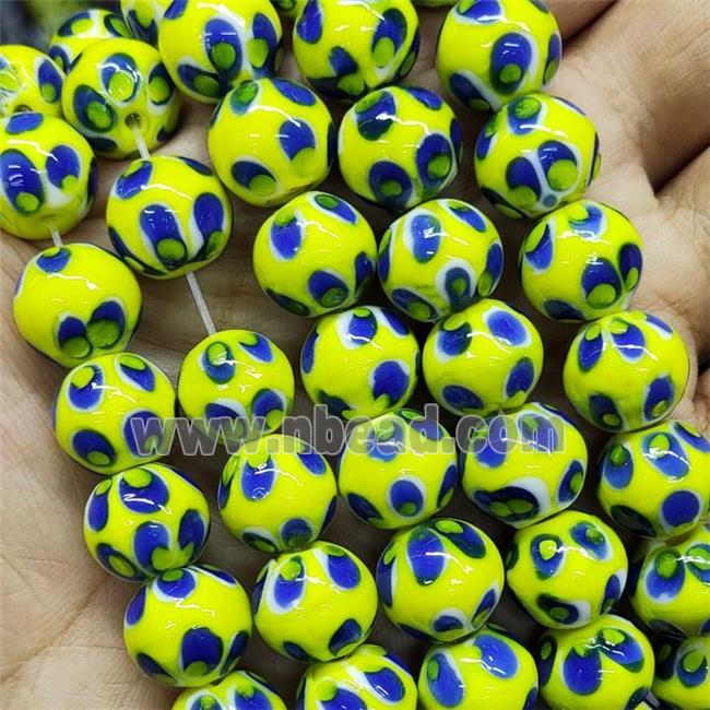 Yellow Lampwork Glass Beads Round