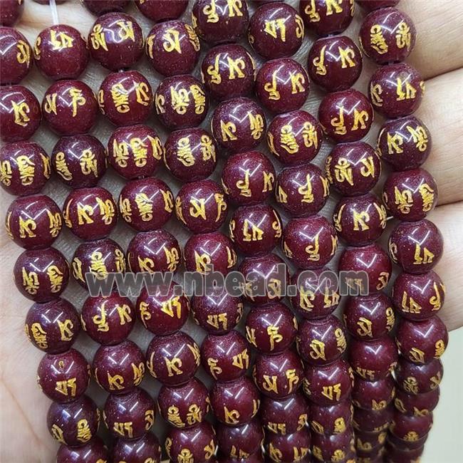 Red Glass Beads Round Buddhist