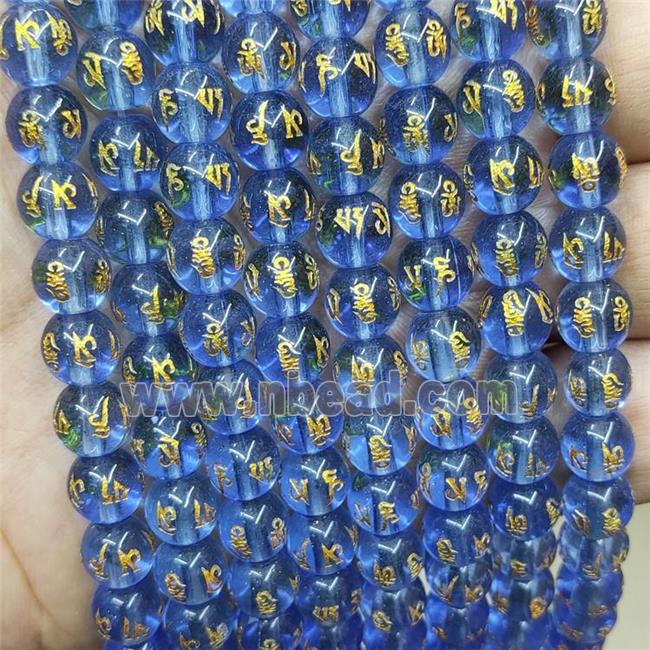 Blue Glass Beads Round Buddhist