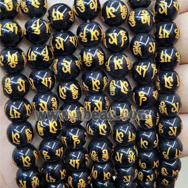 Black Glass Beads Round Buddhist