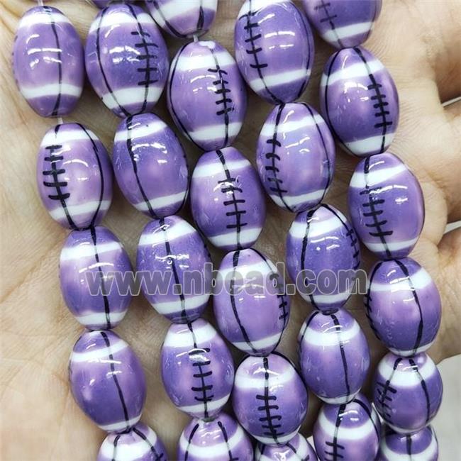 Purple Porcelain Rugby Beads American Football Sport Rice