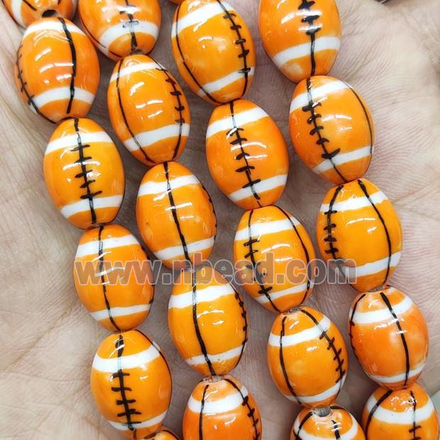 Orange Porcelain Rugby Beads American Football Sport Rice