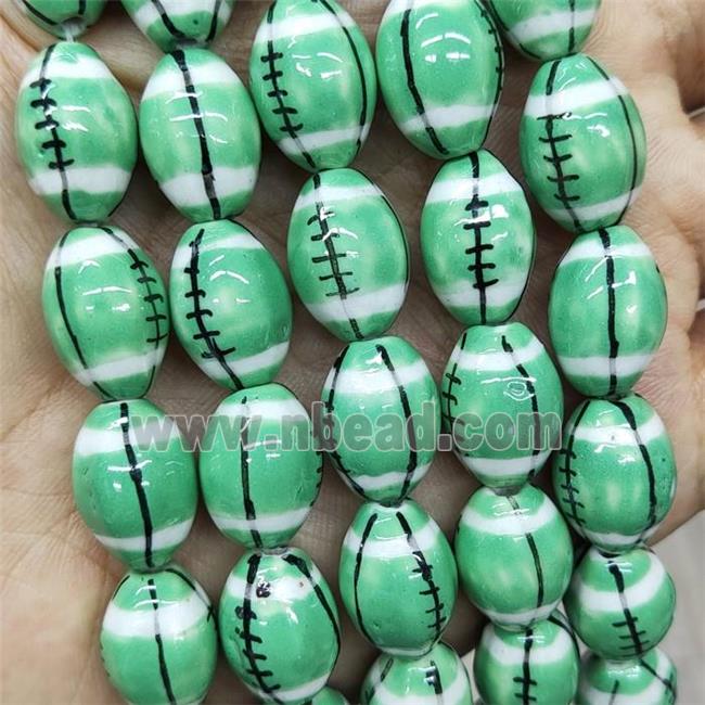 Green Porcelain Rugby Beads American Football Sport Rice