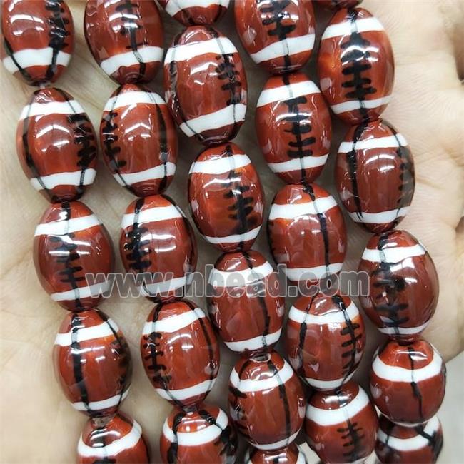 Brown Porcelain Rugby Beads American Football Sport Rice