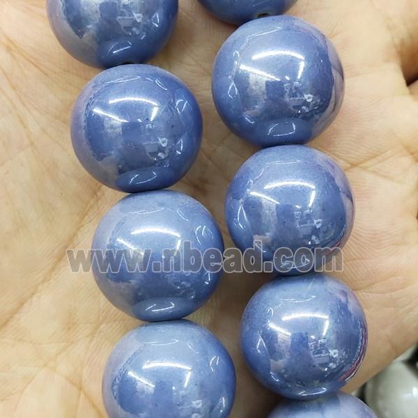 Grayblue Porcelain Large Beads Smooth Round Ceramic