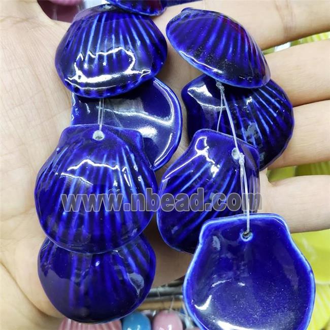 Royalblue Porcelain Pendant Scallop Shell Shape