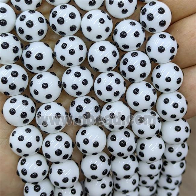 White Lampwork Glass Round Spot Dalmatian